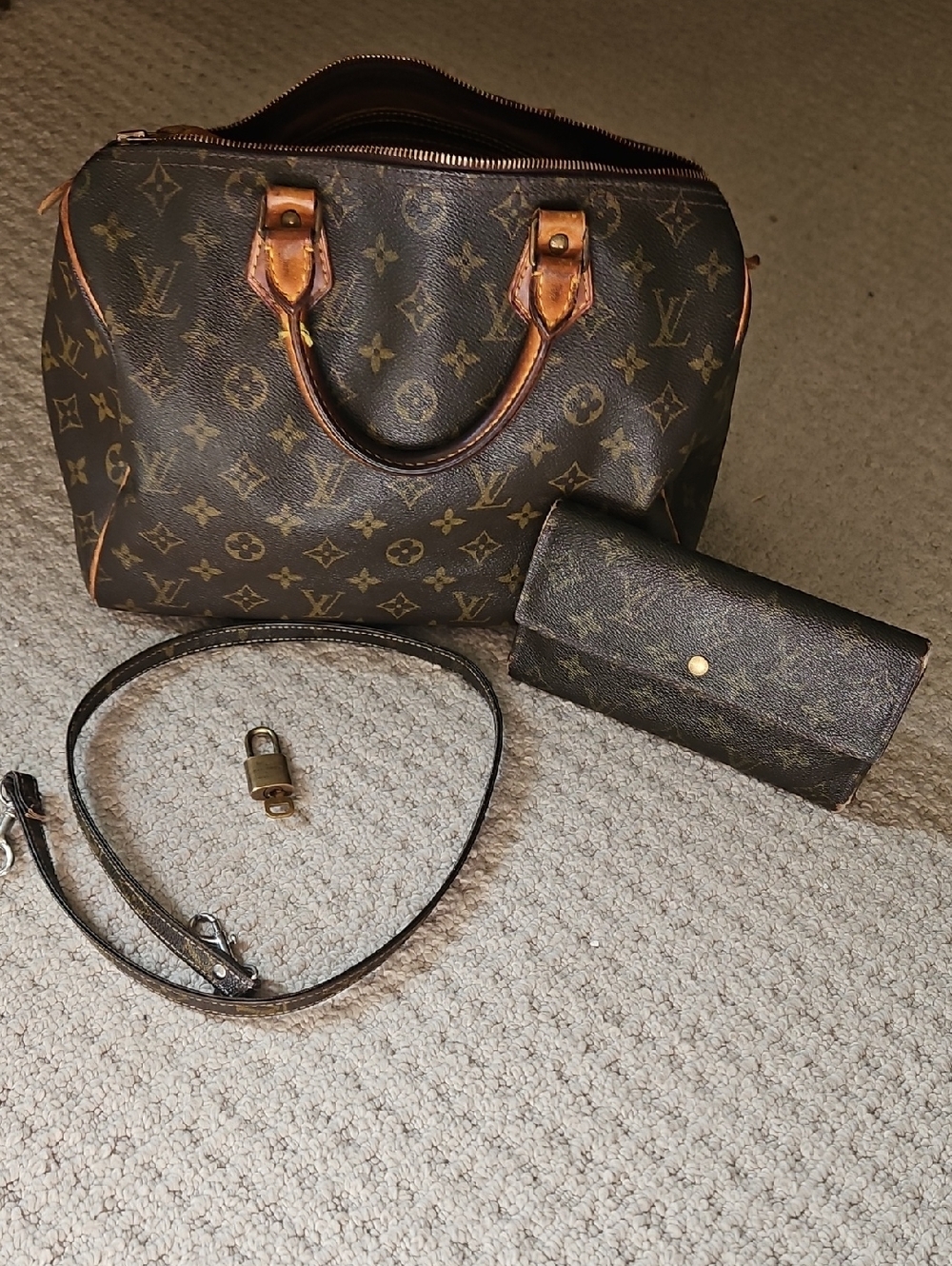 👜 AUTHENTIC 👜 Louis Vuitton Monogram SPEEDY 30 and Wallet Set - Brown Monogram